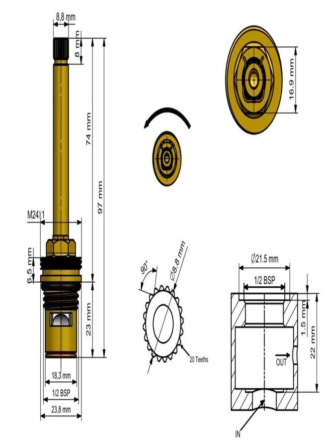 Ausam محور صمام إيقاف مخفي من Ausam مقاس 1/2 بوصة، محور مقاس 1/2 بوصة لصمام إيقاف مخفي - Image 3